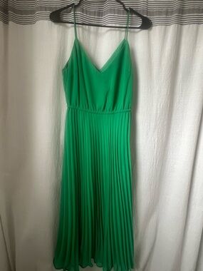 ASOS Green Pleated Midi Slip Dress